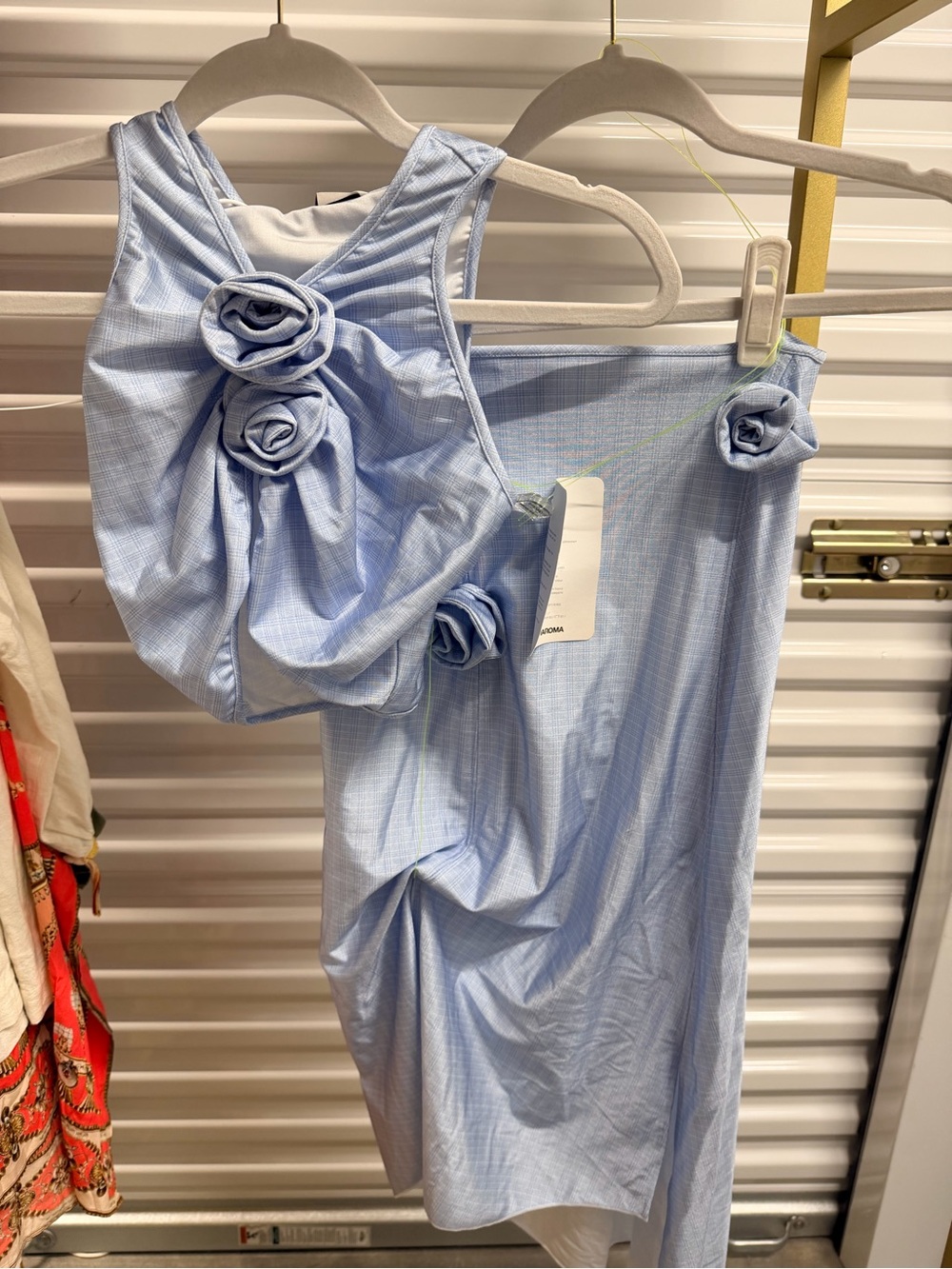 Coperni Light Blue Floral-Appliqué Camisole